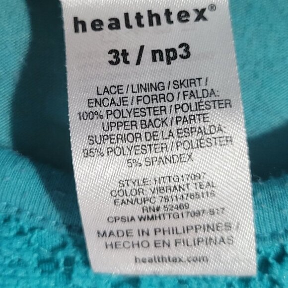 Healthtex Girl's Blue Lace Top With Multicolored Floral Bottom Dress Size 3t - Picture 4 of 10